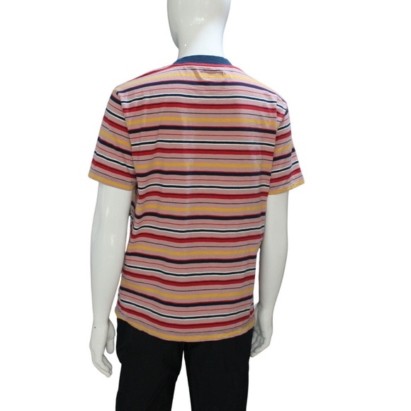 Guess Originals Striped T Shirt Size M Multicolor Logo Crewneck - Picture 2 of 8